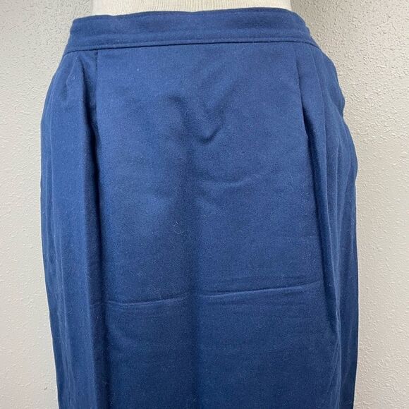 Vintage Pendleton Navy Virgin Wool Midi Skirt Size 10 - Picture 2 of 6